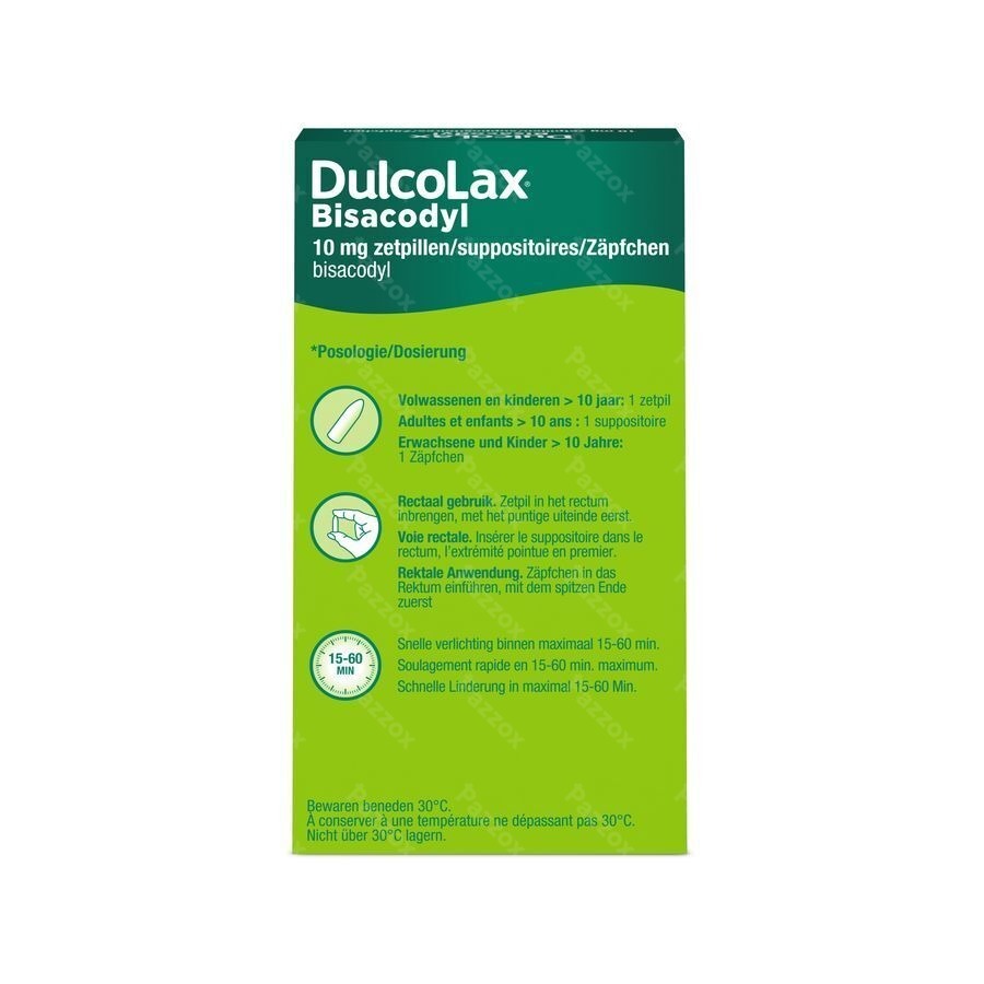 Dulcolax Bisadocyl Supp 10 X 10mg