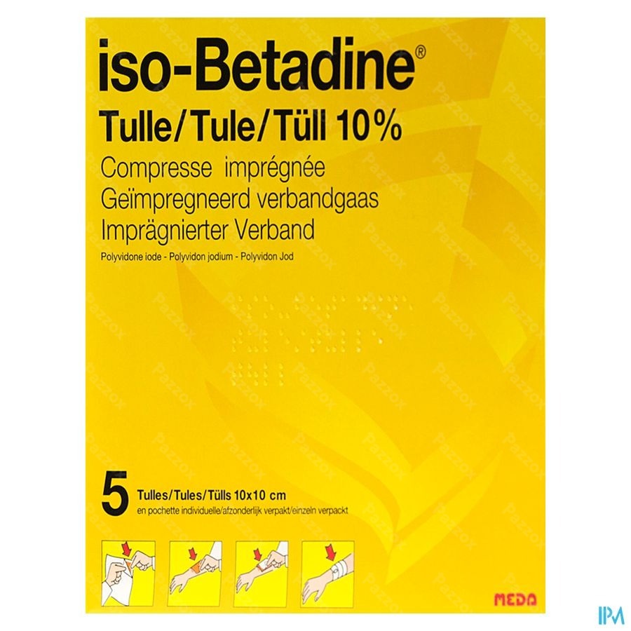Iso-Betadine Tules 10x10 cm 5 Pièces