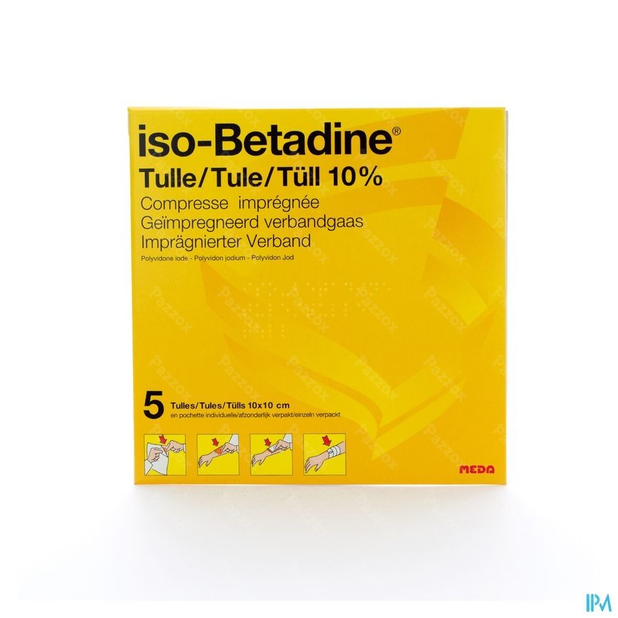 Iso-Betadine Tules 10x10 cm 5 Pièces