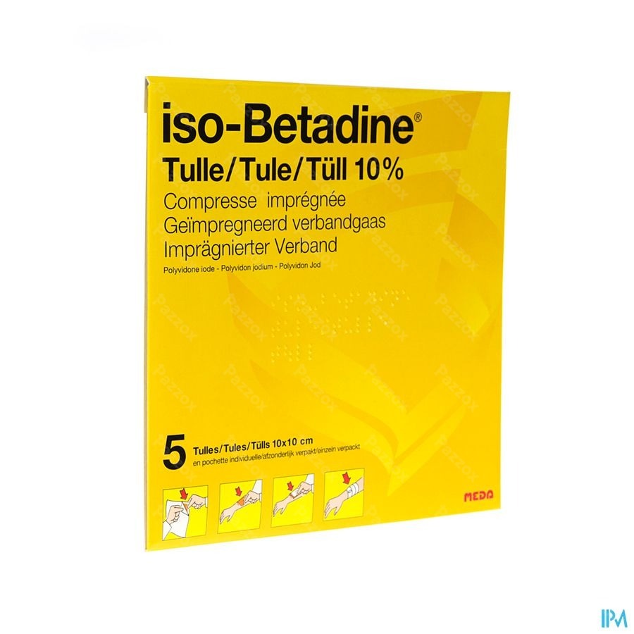 Iso-Betadine Tules 10x10 cm 5 Pièces