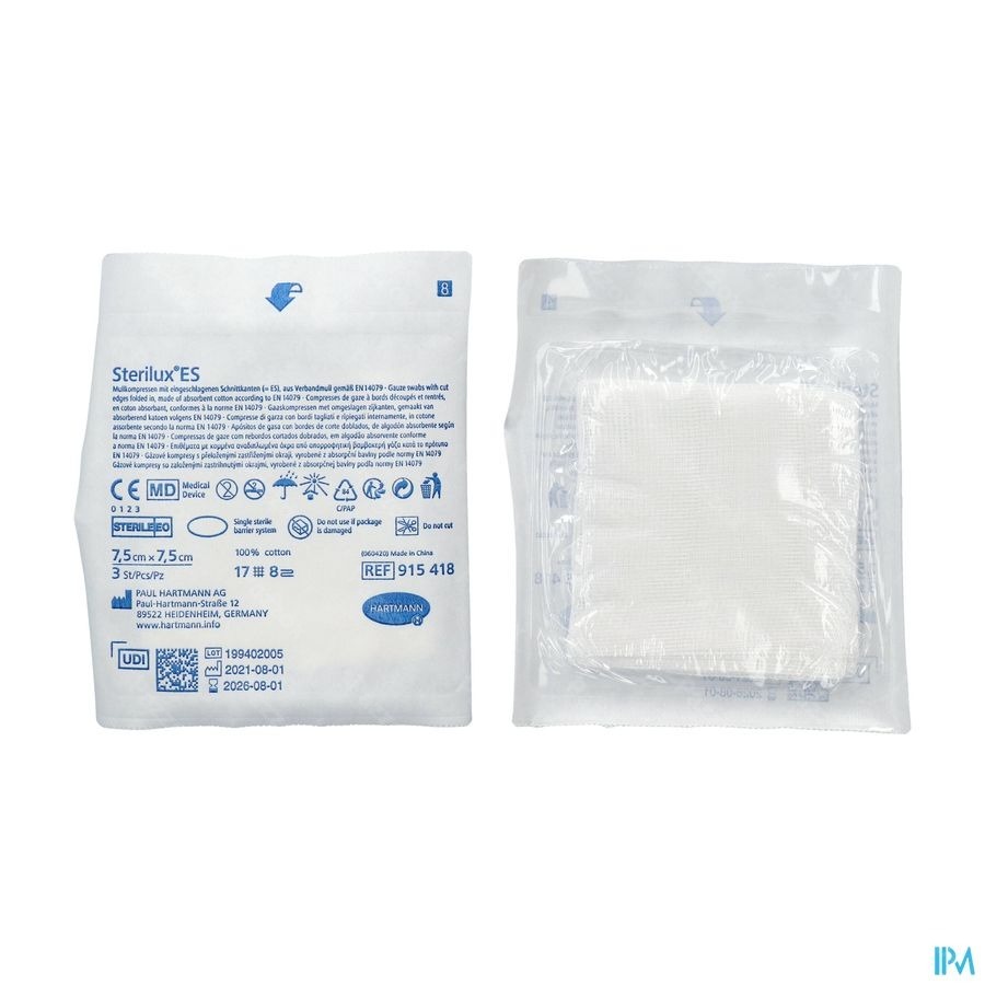 Hartmann Sterilux Es 7,5x7,5cm 8pl. St.40x3 P/s