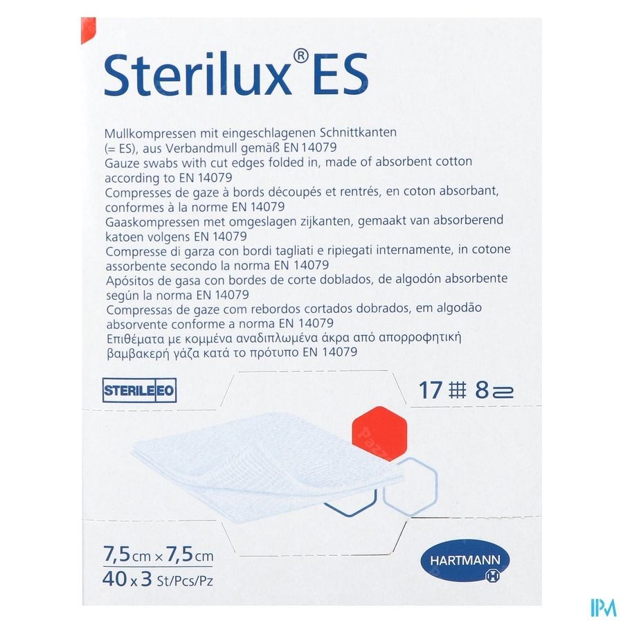 Hartmann Sterilux Es 7,5x7,5cm 8pl. St.40x3 P/s
