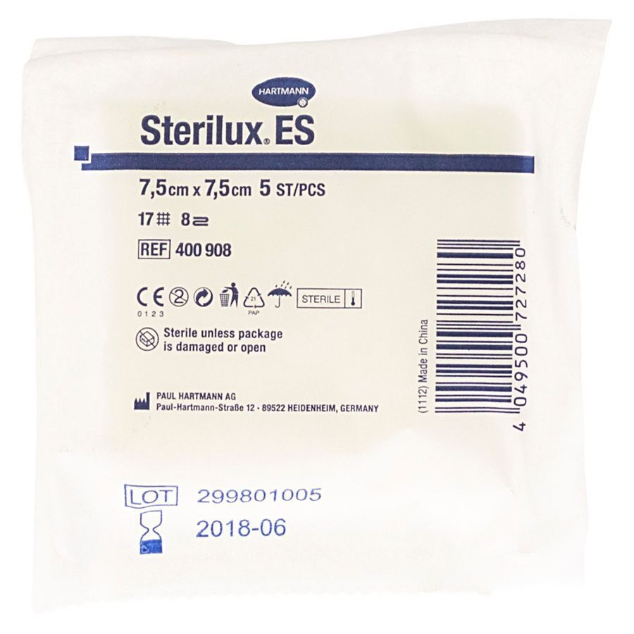 Sterilux Es 7,5x7,5cm 8pl.st. 30x5 P/s
