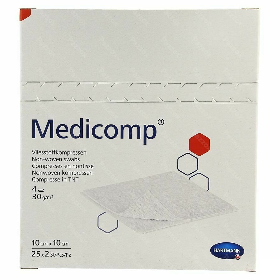 Medicomp 10x10cm 4pl. St. 25x2 P/s