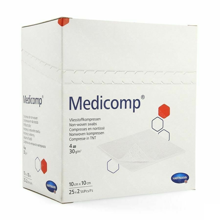 Medicomp 10x10cm 4pl. St. 25x2 P/s