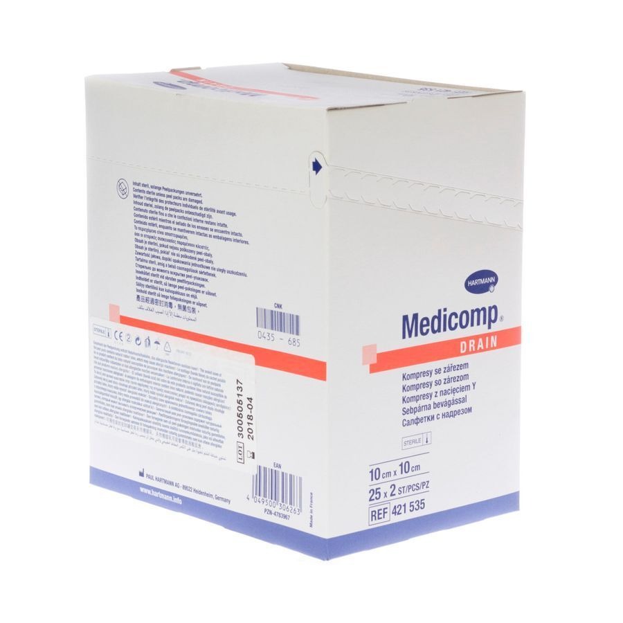 Medicomp Drain 10x10cm 6pl St 25x2 P/s