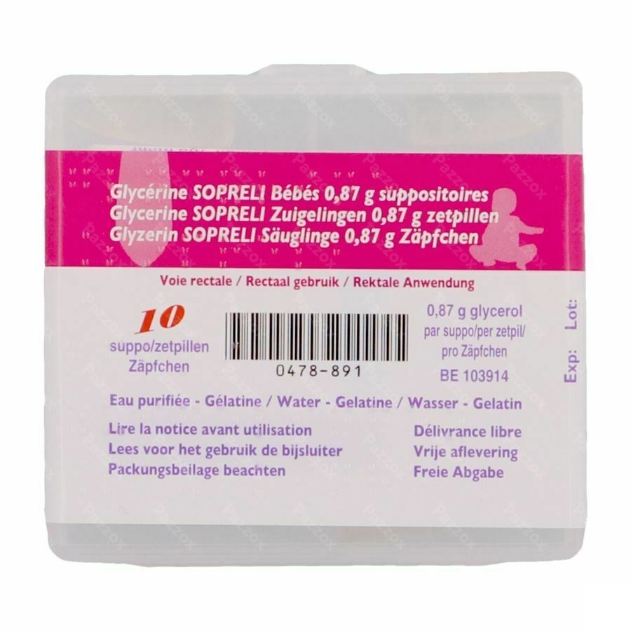 Sopreli Glycerine Bébés 10 Suppositoires
