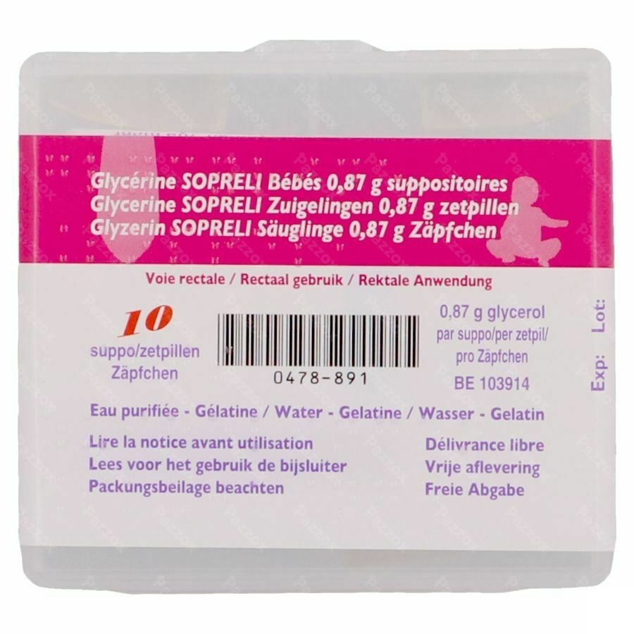 Sopreli Glycerine Bébés 10 Suppositoires