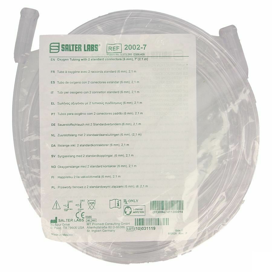 TUBE OXYGENE PLAST 2,1M 1076 + CON 1075