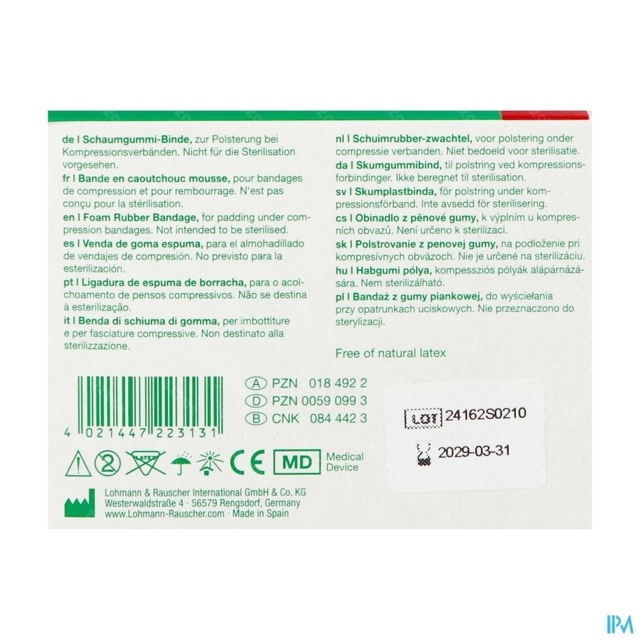 Komprex Binde 8cmx 2m Epais.0,5cm 22313