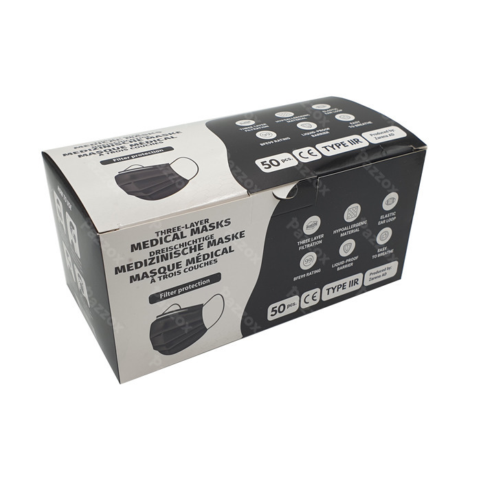Masques Buccaux Chirurgicaux  Noire Type 2r 50 Pieces