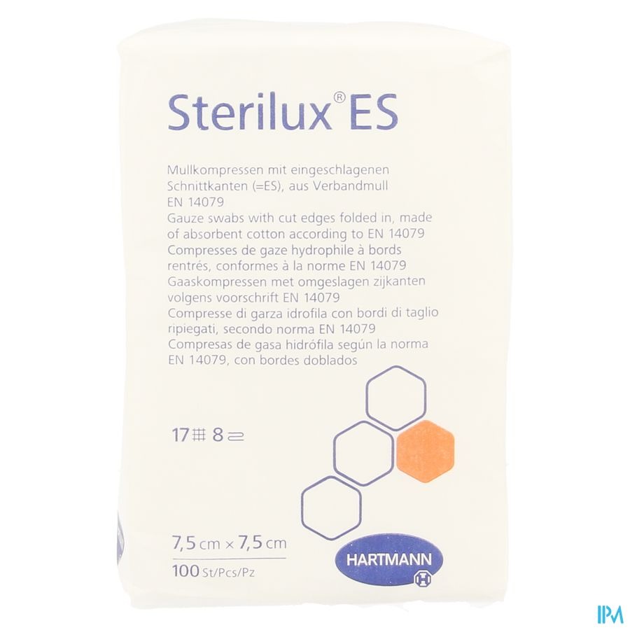 Sterilux Es 7,5x7,5cm 8pl.nst.100 P/s