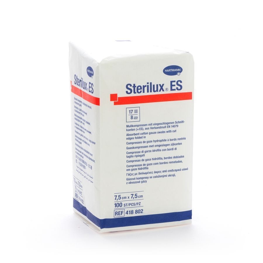 Sterilux Es 7,5x7,5cm 8pl.nst.100 P/s