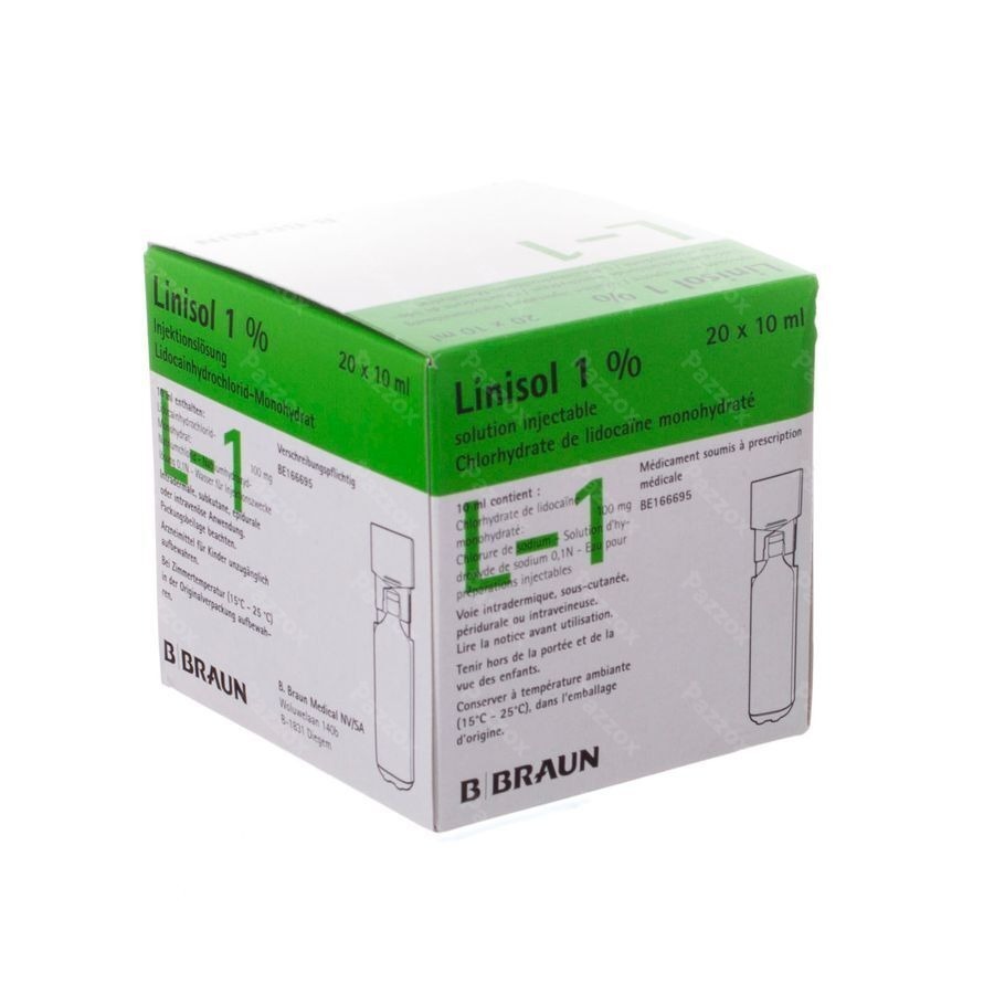 Linisol 1 % sol. inj. i.derm./i.v./s.c./p.dural amp. 20 x 10 ml