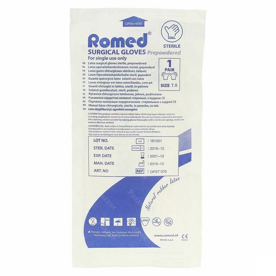 Romed  Gants Stérile Latex Poudré 7.0 1 Pair