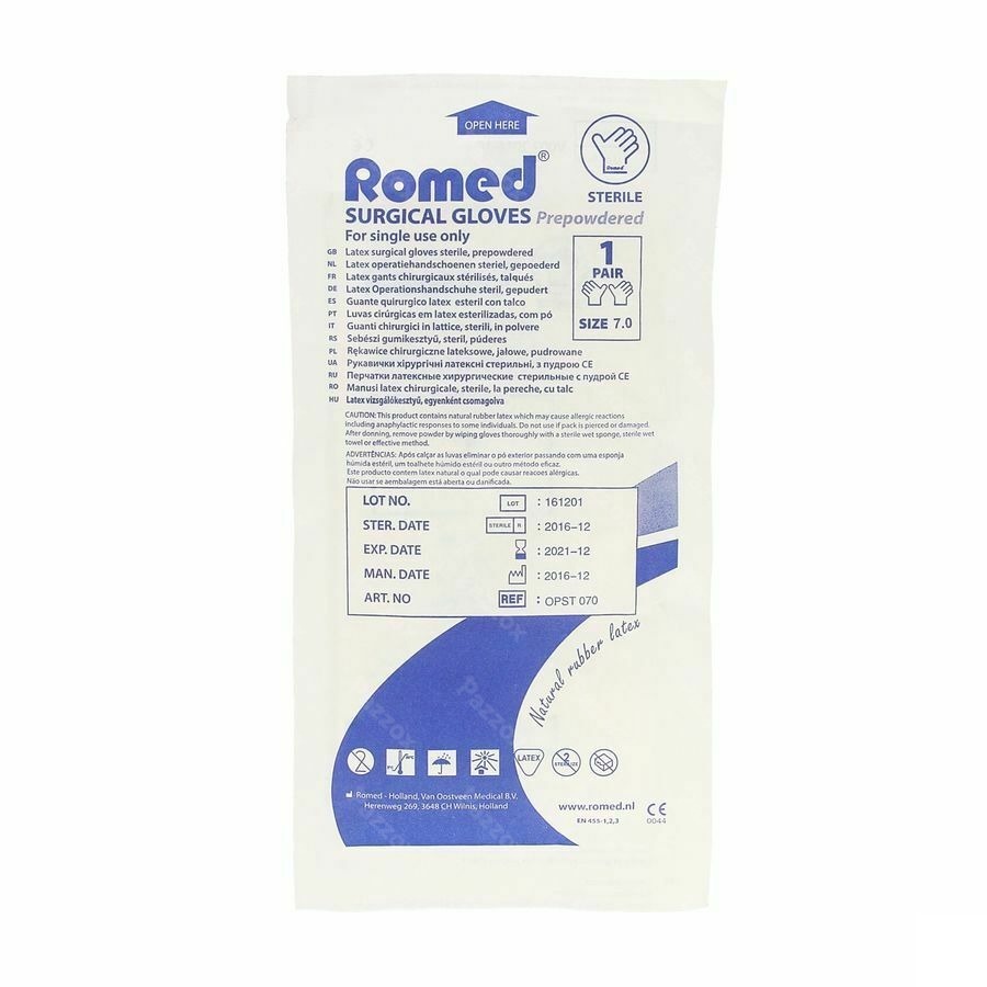 Romed  Gants Stérile Latex Poudré 7.0 1 Pair