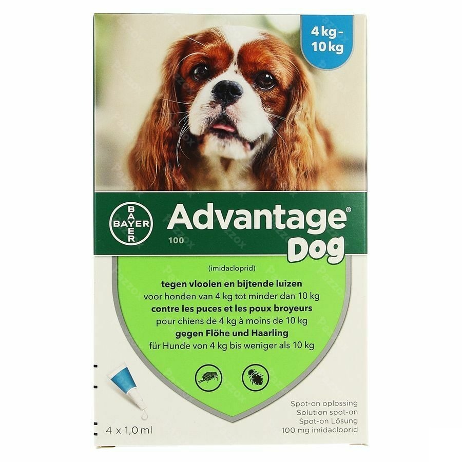 Advantage 100 Chiens 4<10kg 4x1,0ml