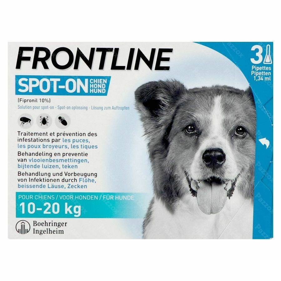 Frontline Spot On Chien 10-20kg Pipet 3x1,34ml