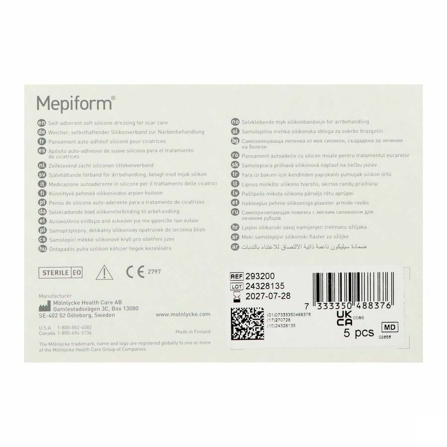 Mepiform Pans Adh A/cicat. Ster 5x 7,5cm 5 293200