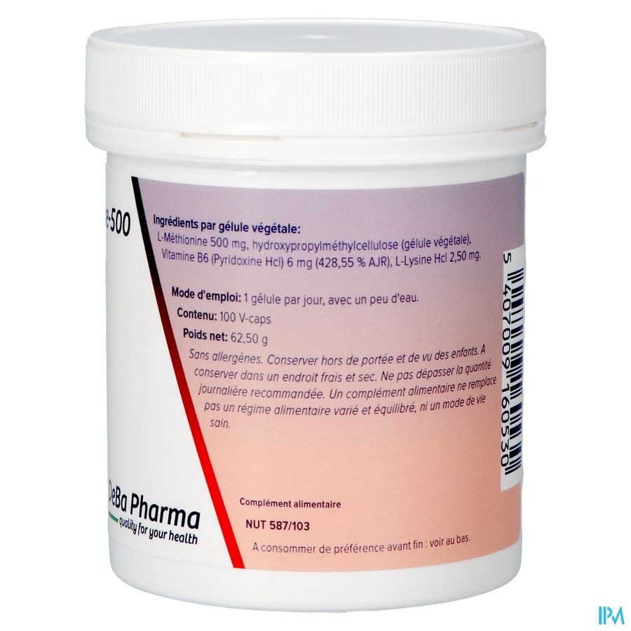l-methionine +b6 Caps 100x500mg Deba