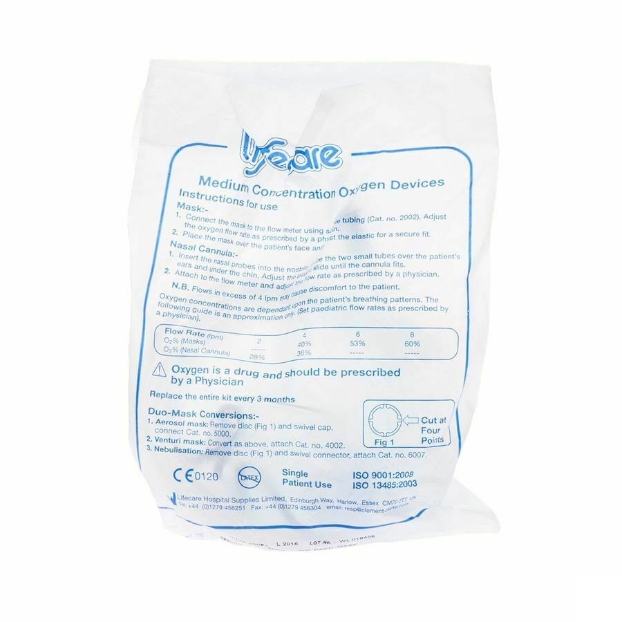 Lifecare Masque Oxygene Enfant + Tuyau 2016