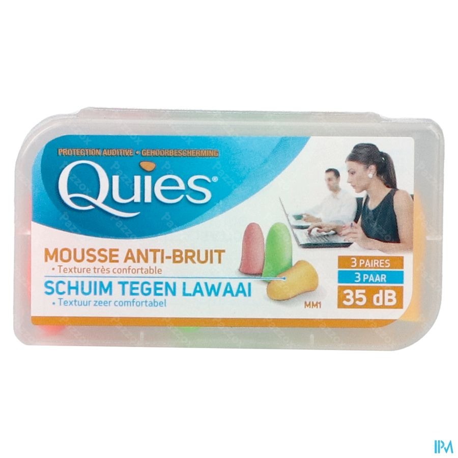 Quies Protection Auditive Mousse Fluo 3 Paires Bouchons d'Oreilles