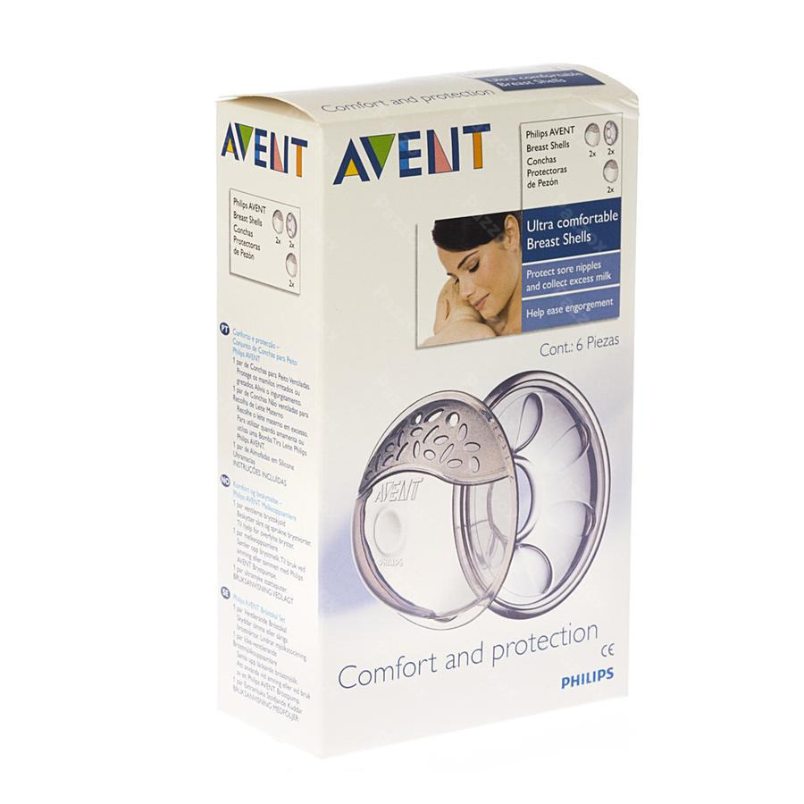 Lot de 4 coquilles d'allaitement + coussinets Philips AVENT Confort  transparent - Philips Avent