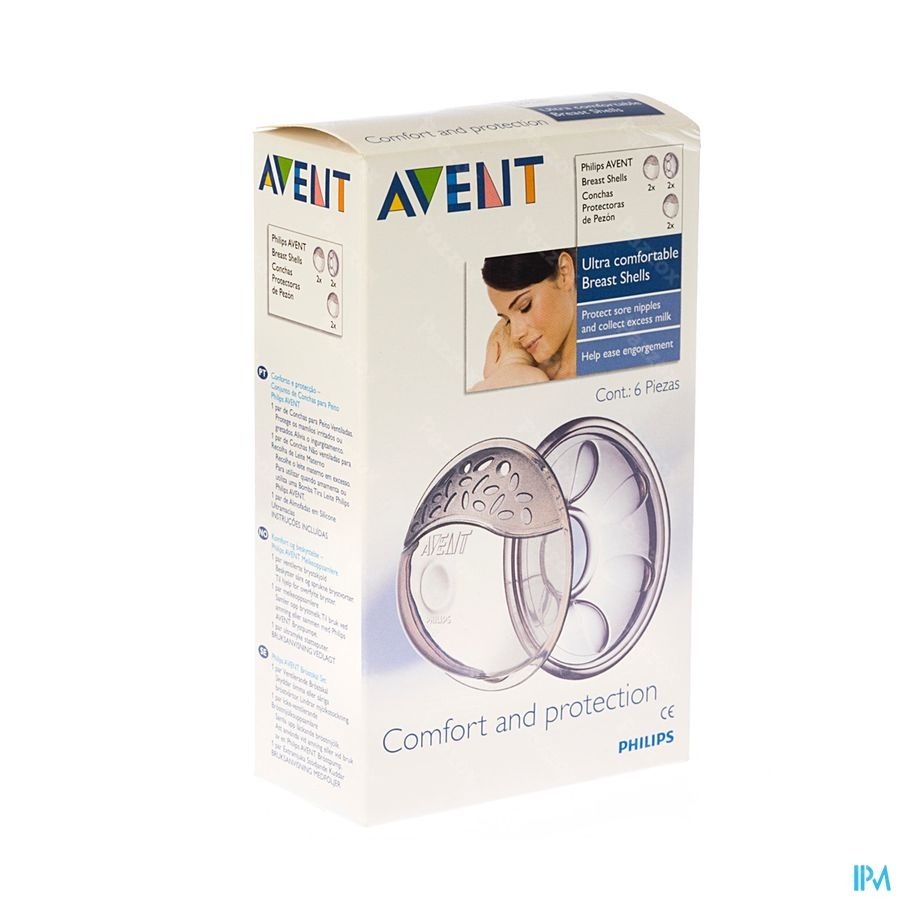 Lot de 4 coquilles d'allaitement + coussinets Philips AVENT Confort  transparent - Philips Avent