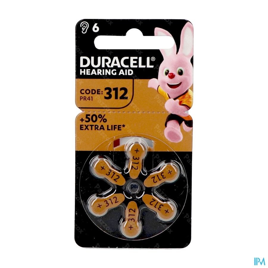 Duracell Easytab Pile Auditive Da312 6 Brun