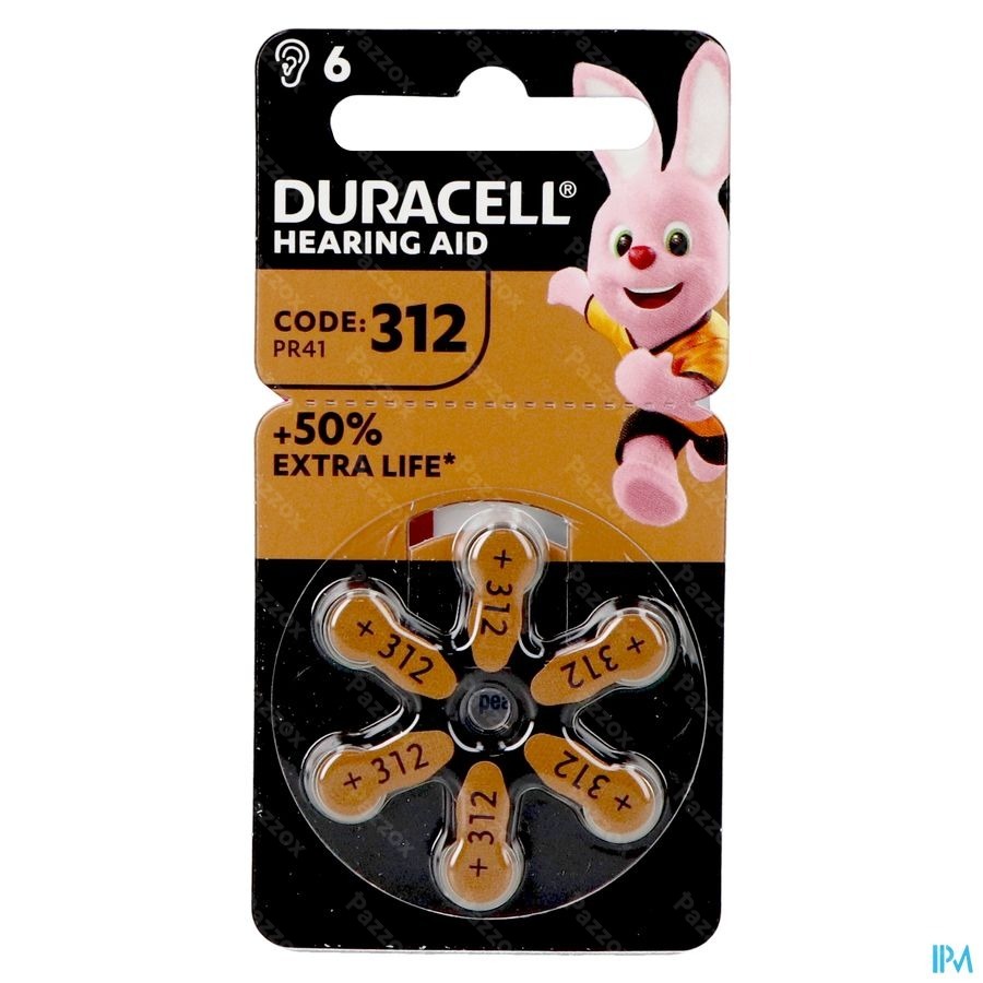 Duracell Easytab Pile Auditive Da312 6 Brun