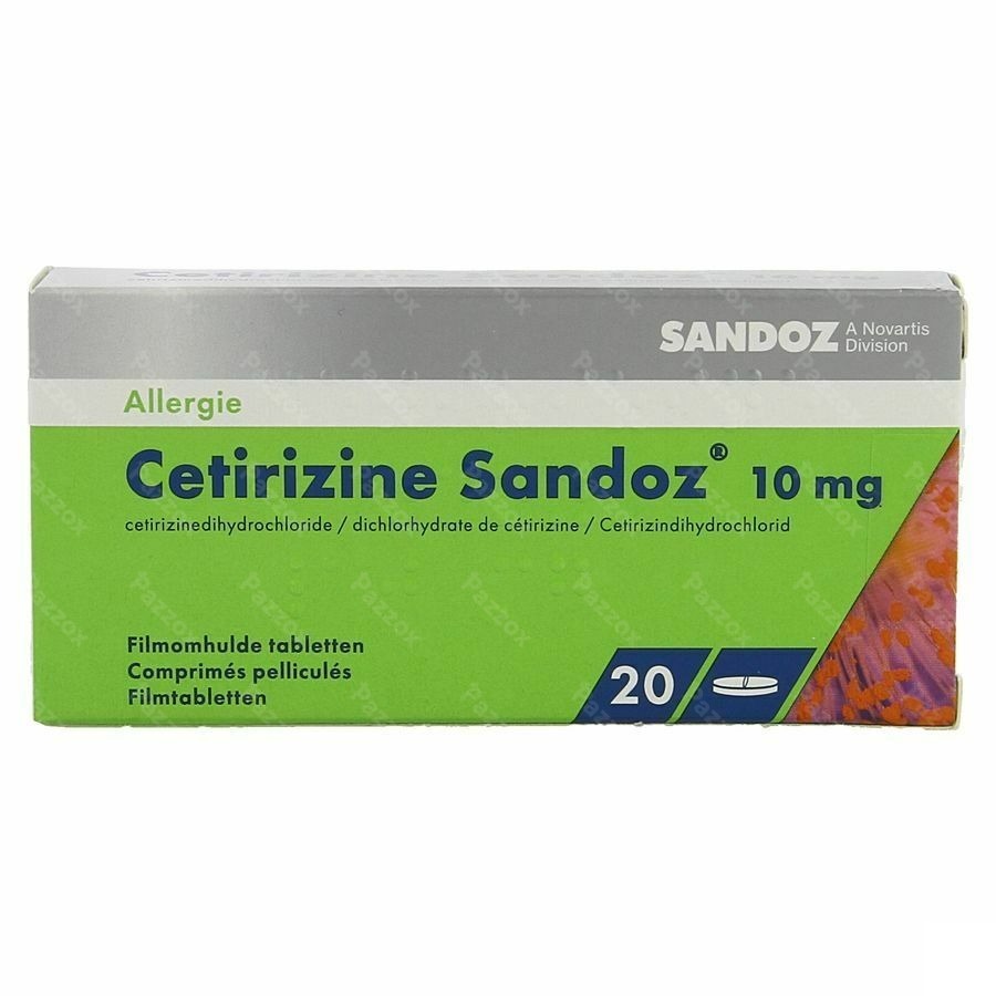Cetirizine Sandoz 10mg 20 Comprimés
