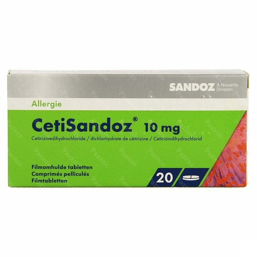 Cetirizine Sandoz 10mg 20 Comprimés