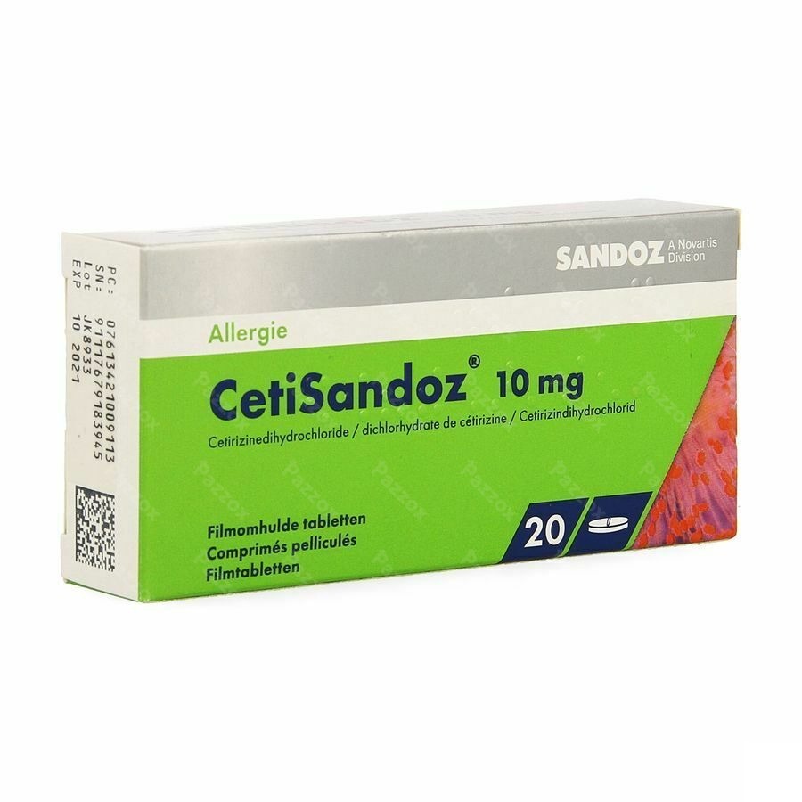 Cetirizine Sandoz 10mg 20 Comprimés