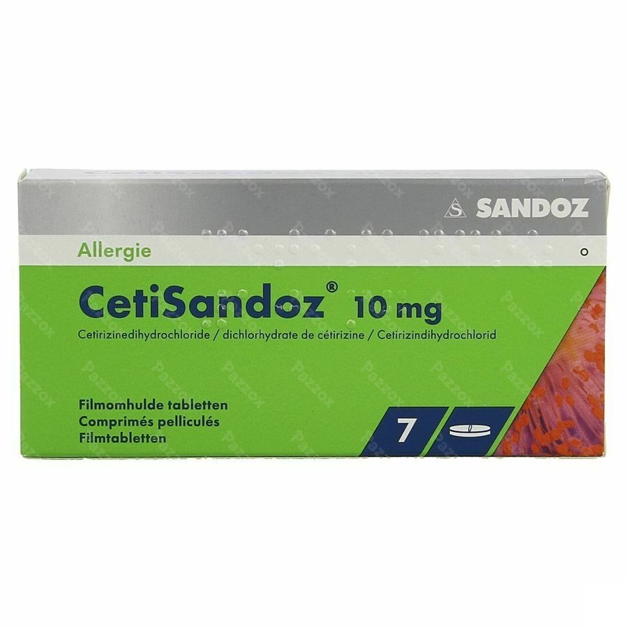 Cetirizine Sandoz 10mg 7 Comprimés