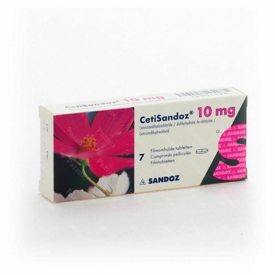Cetirizine Sandoz 10mg 7 Comprimés