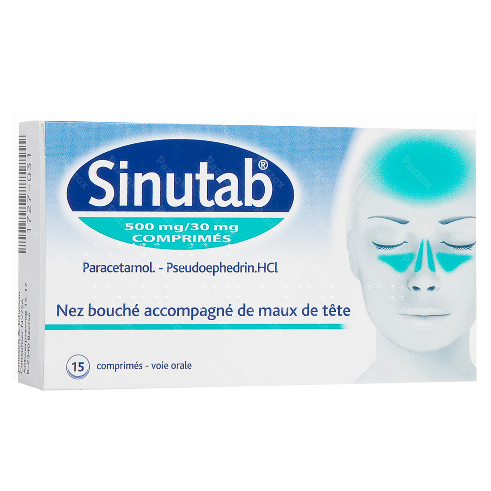 Sinutab 500/30mg 15 Comprimés