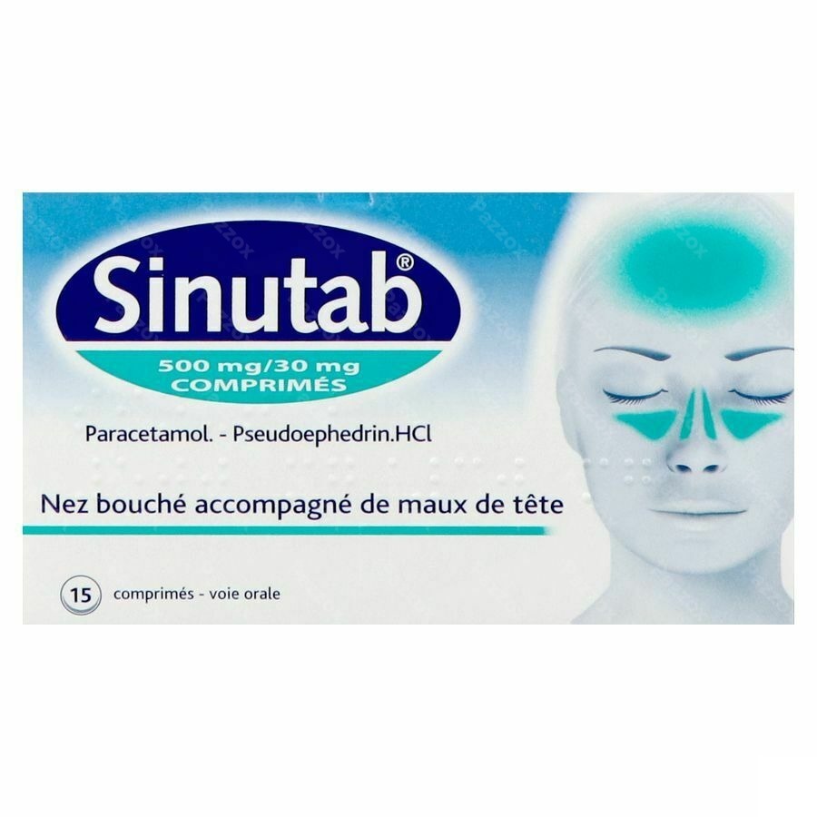 Sinutab 500/30mg 15 Comprimés
