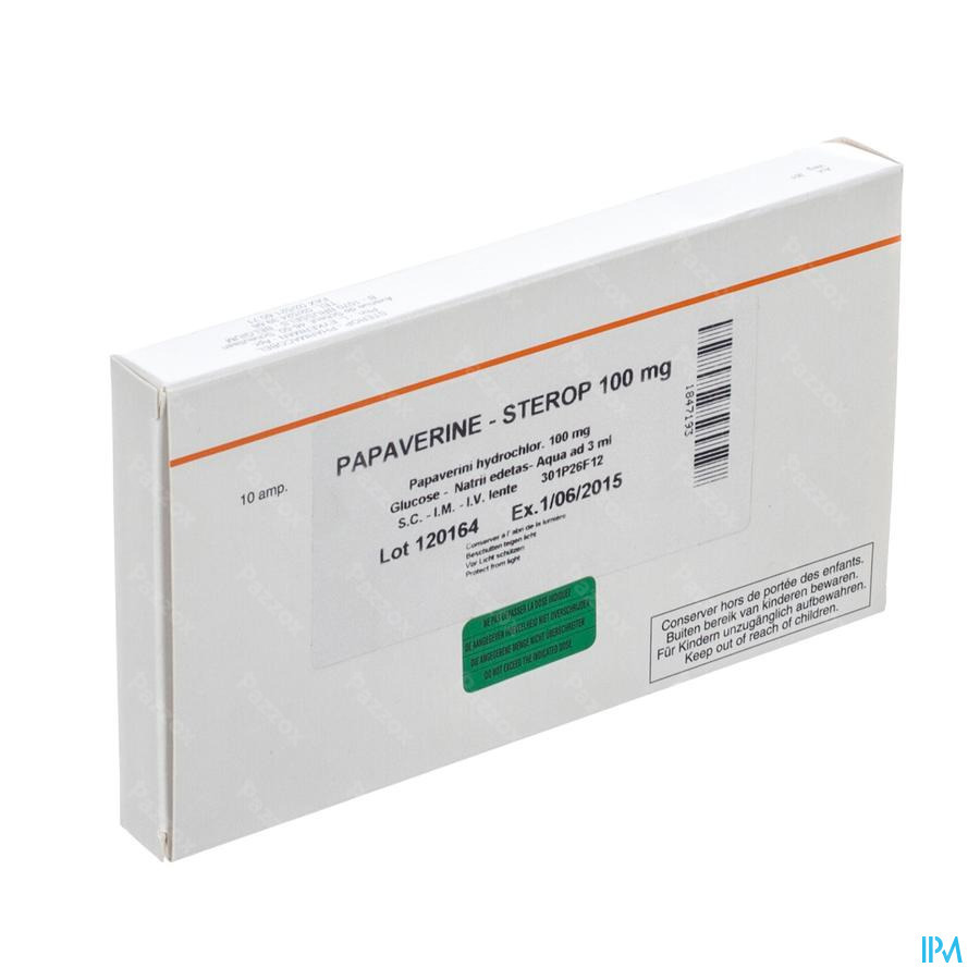 Papaverine Hcl Amp 10 X 100mg/3ml