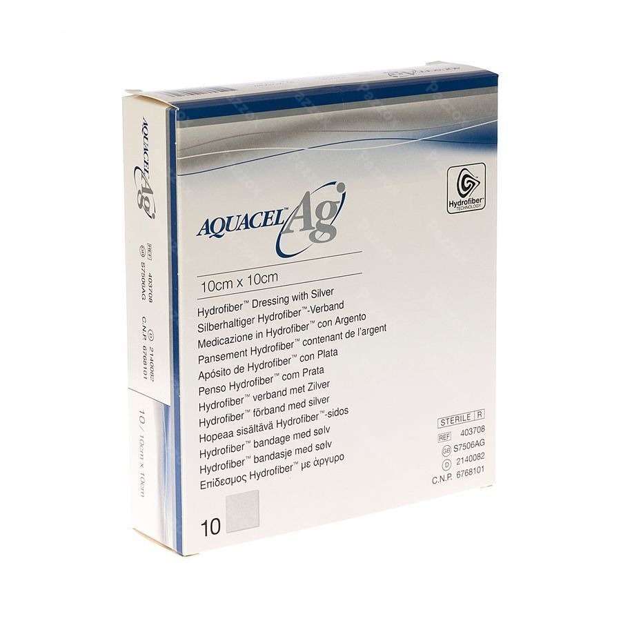 Aquacel Ag Pans Hydrofiber Ster 10x10cm 10 403708