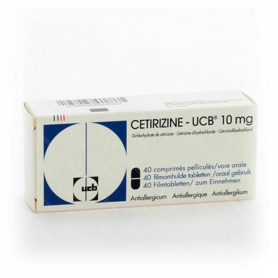 Cetirizine UCB 10mg 40 Comprimés