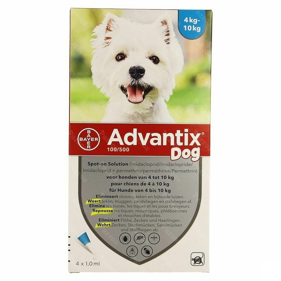 Advantix 100/ 500 Chiens 4<10kg Fl 4x1,0ml