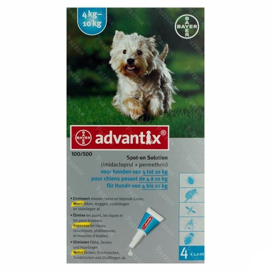 Advantix 100/ 500 Chiens 4<10kg Fl 4x1,0ml