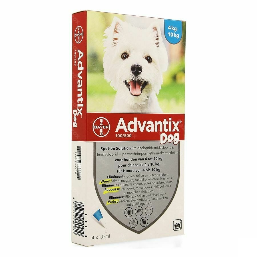 Advantix 100/ 500 Chiens 4<10kg Fl 4x1,0ml