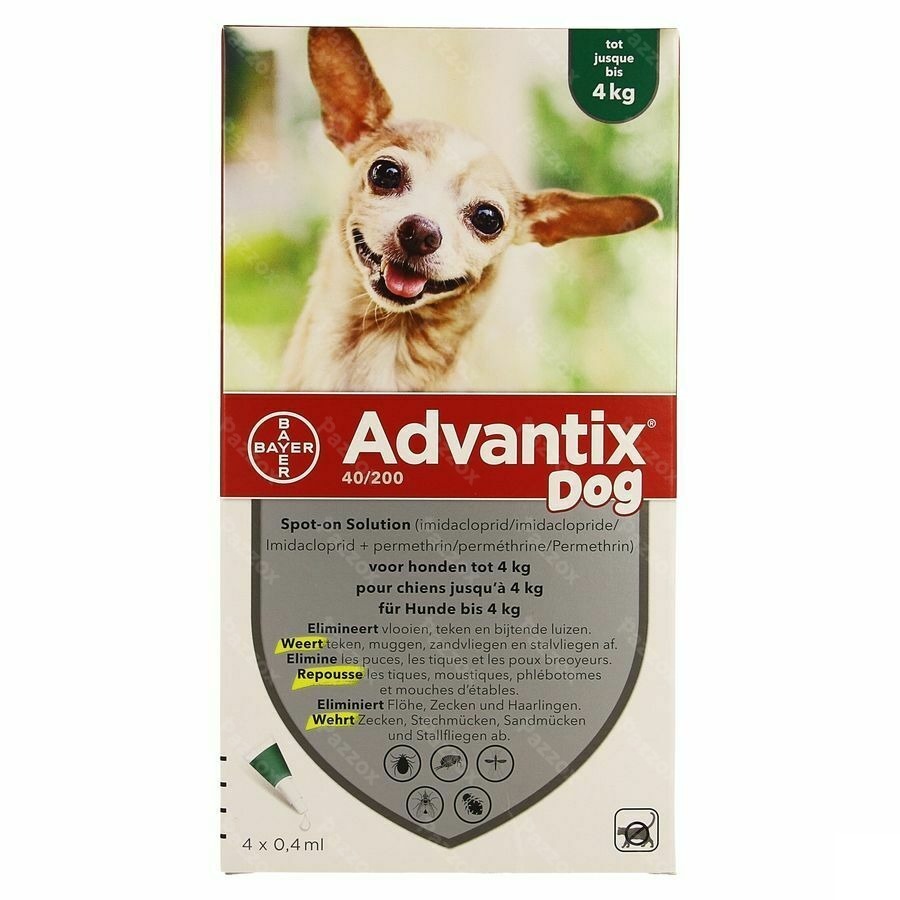 Advantix 40/ 200 Chiens < 4kg Fl 4x0,4ml