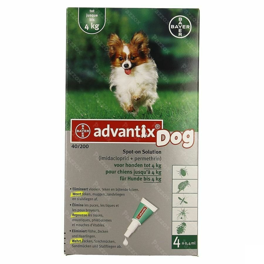 Advantix 40/ 200 Chiens < 4kg Fl 4x0,4ml