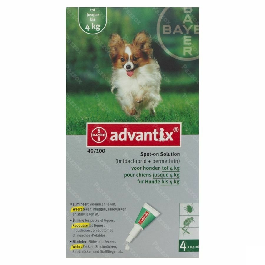 Advantix 40/ 200 Chiens < 4kg Fl 4x0,4ml