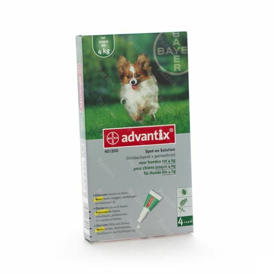 Advantix 40/ 200 Chiens < 4kg Fl 4x0,4ml