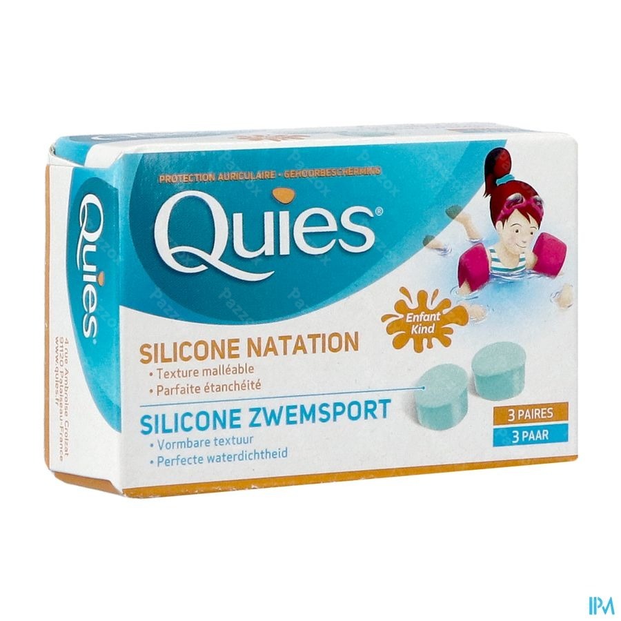 Quies Protection Auditive Silicone Natation Sport 3 Paires Bouchons d'Oreilles
