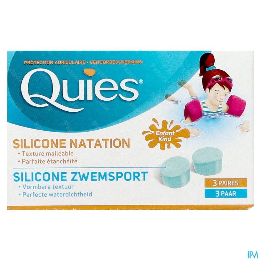 Quies Protection Auditive Silicone Natation Sport 3 Paires Bouchons d'Oreilles