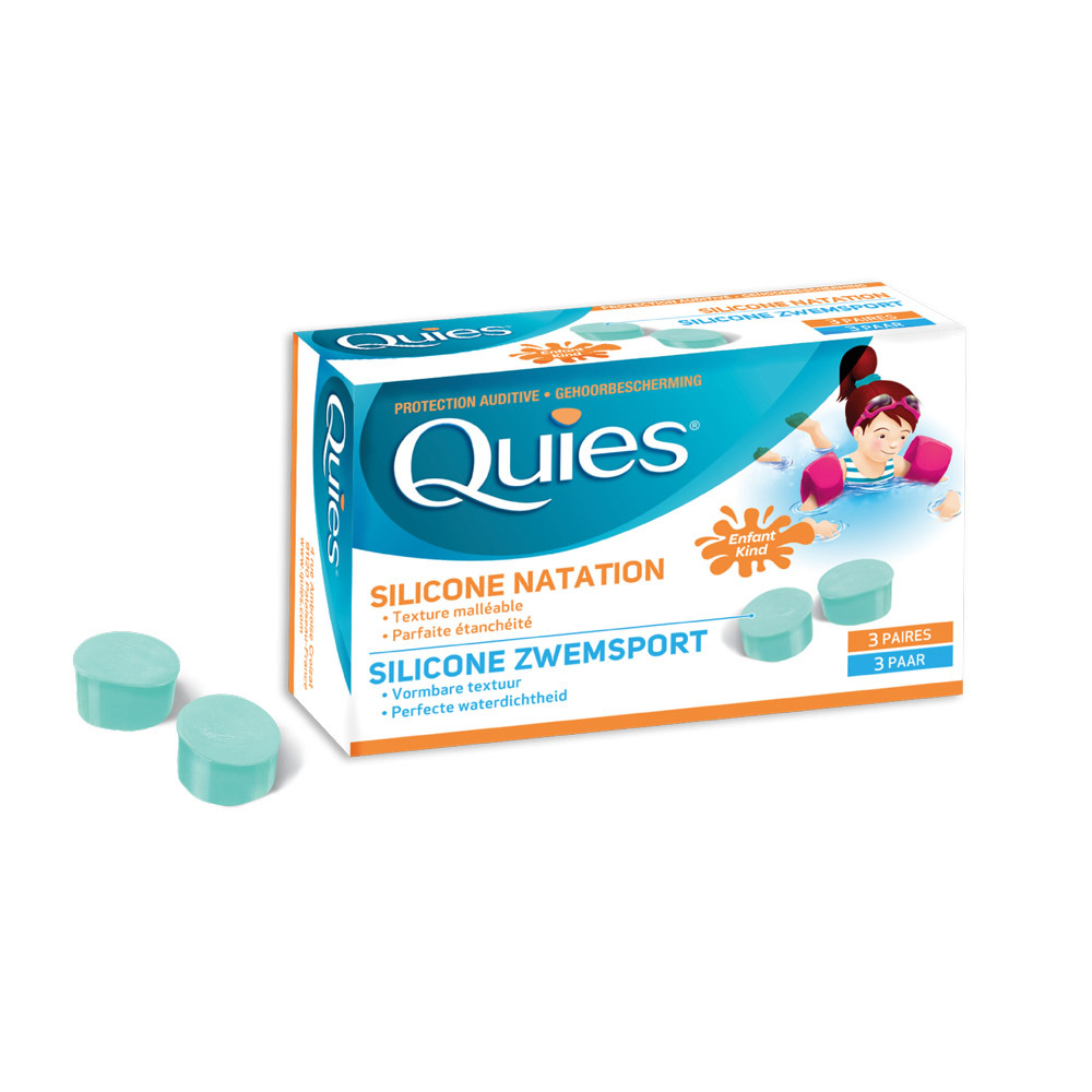 Quies Protection Auditive Silicone Natation Sport 3 Paires Bouchons d'Oreilles